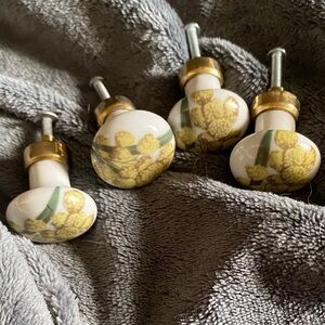 Yellow Floral Ceramic Knobs